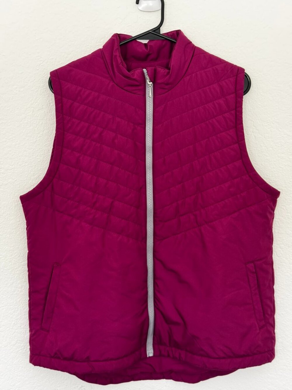 Pebble Beach Dry-Luxe Performance Quilted Vest Magenta Pink Full Zip Large